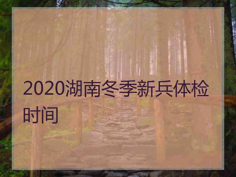 2020湖南冬季新兵体检时间