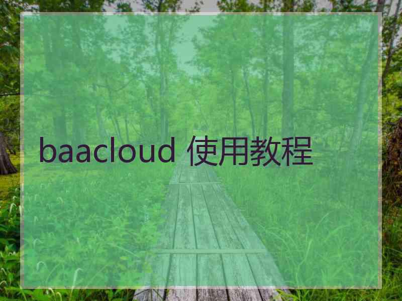 baacloud 使用教程