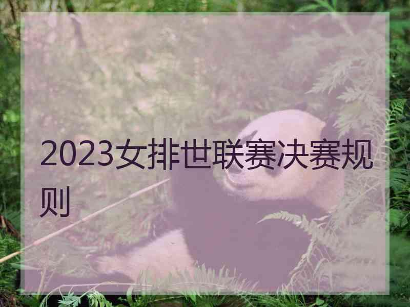 2023女排世联赛决赛规则