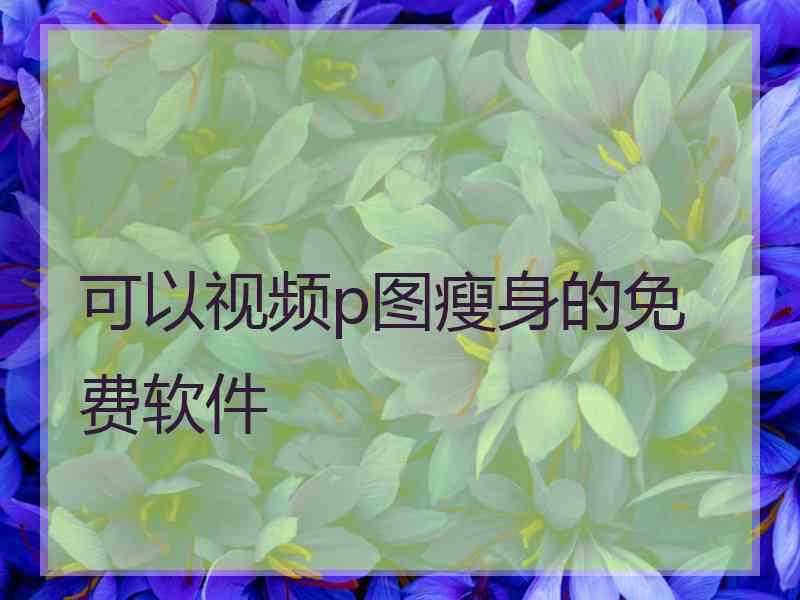 可以视频p图瘦身的免费软件