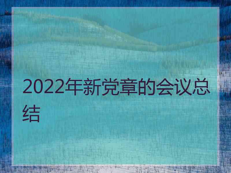 2022年新党章的会议总结