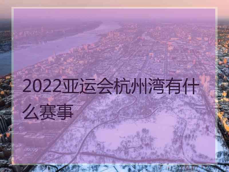 2022亚运会杭州湾有什么赛事