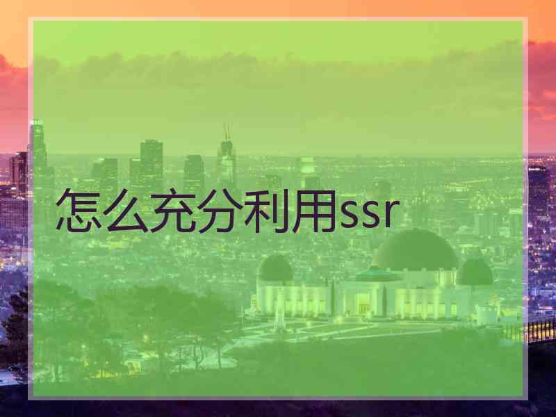 怎么充分利用ssr