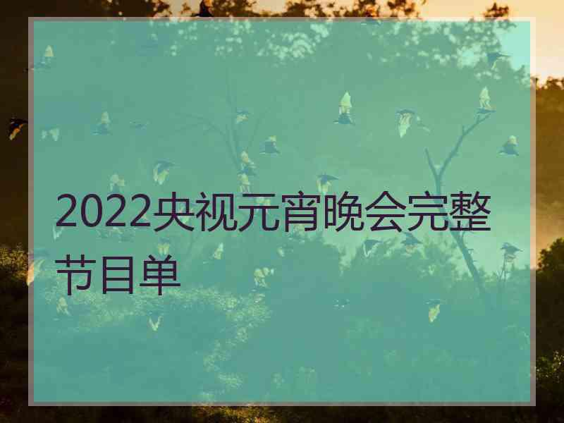 2022央视元宵晚会完整节目单