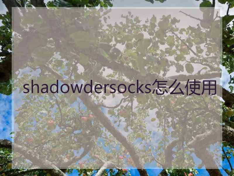 shadowdersocks怎么使用