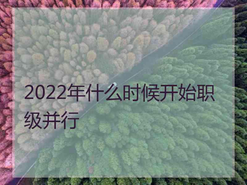 2022年什么时候开始职级并行