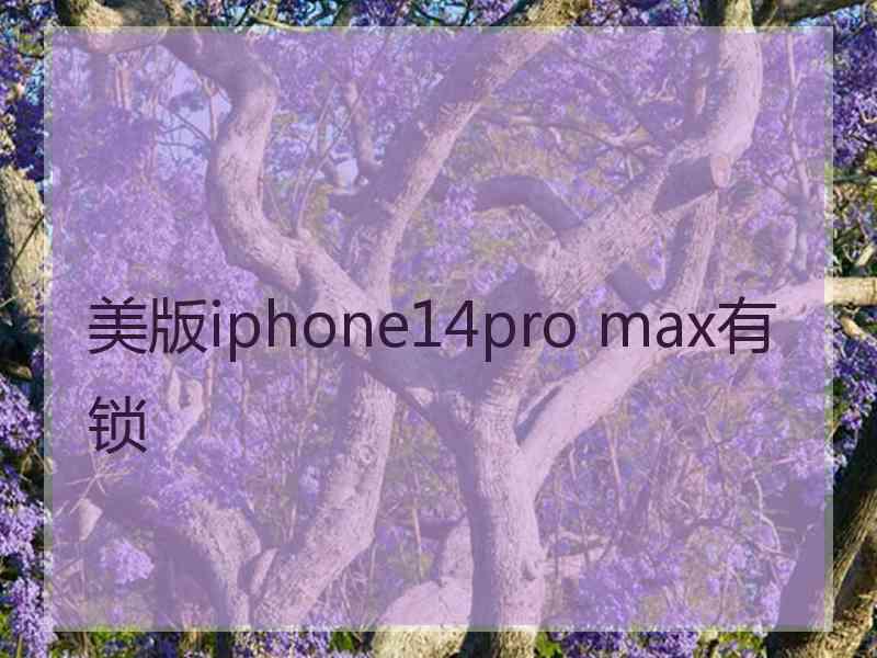 美版iphone14pro max有锁