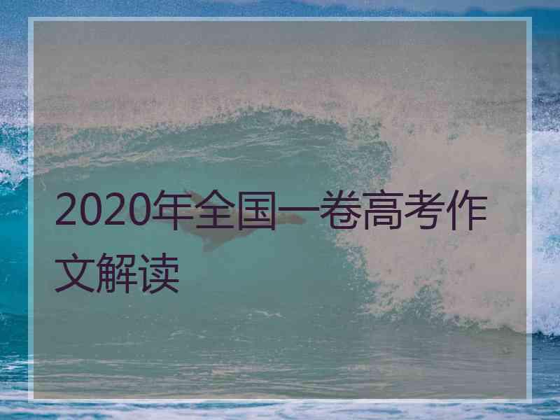 2020年全国一卷高考作文解读