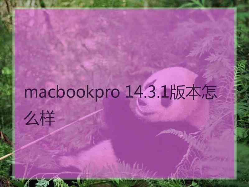 macbookpro 14.3.1版本怎么样