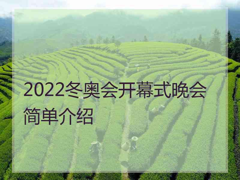 2022冬奥会开幕式晚会简单介绍