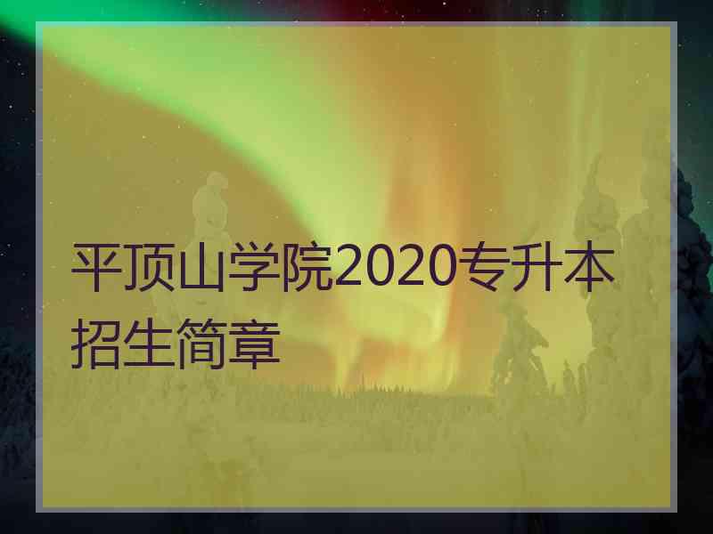 平顶山学院2020专升本招生简章