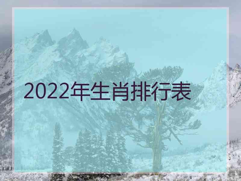 2022年生肖排行表