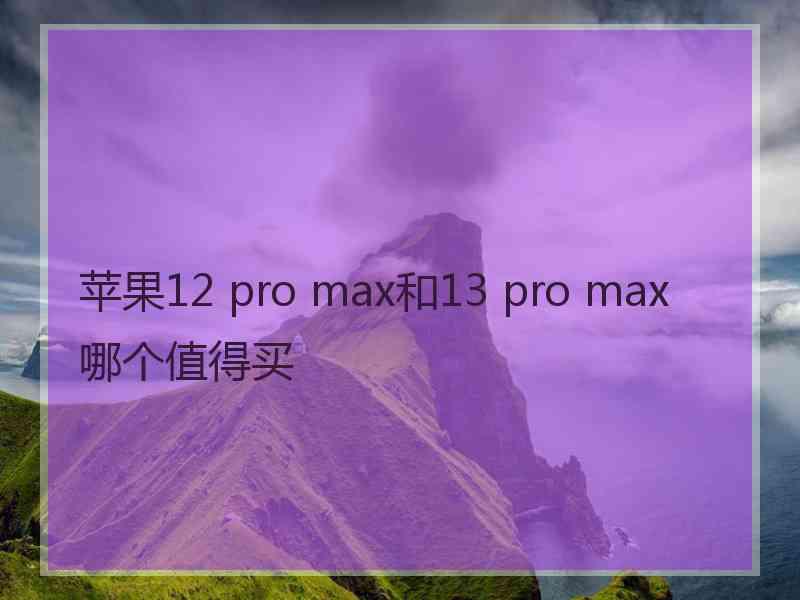 苹果12 pro max和13 pro max哪个值得买