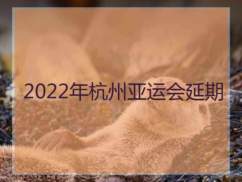 2022年杭州亚运会延期