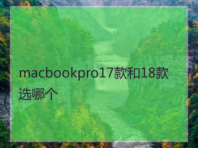 macbookpro17款和18款选哪个