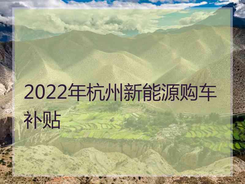 2022年杭州新能源购车补贴