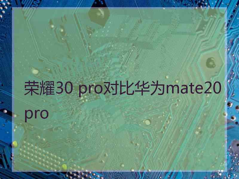 荣耀30 pro对比华为mate20pro