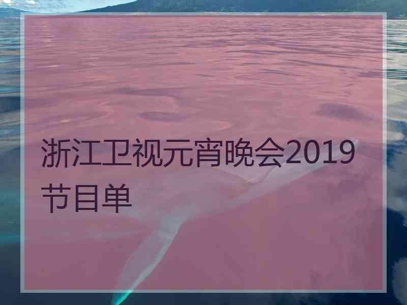 浙江卫视元宵晚会2019节目单