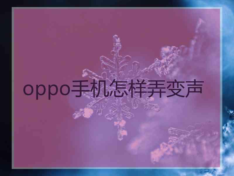 oppo手机怎样弄变声