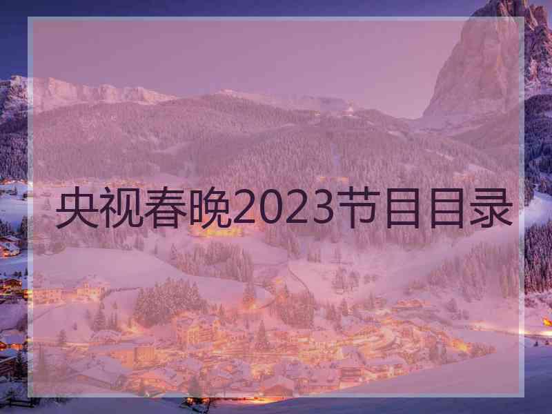 央视春晚2023节目目录