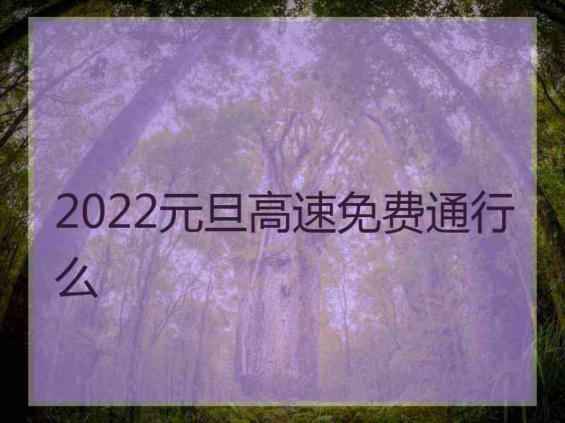 2022元旦高速免费通行么