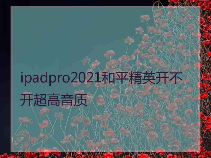 ipadpro2021和平精英开不开超高音质