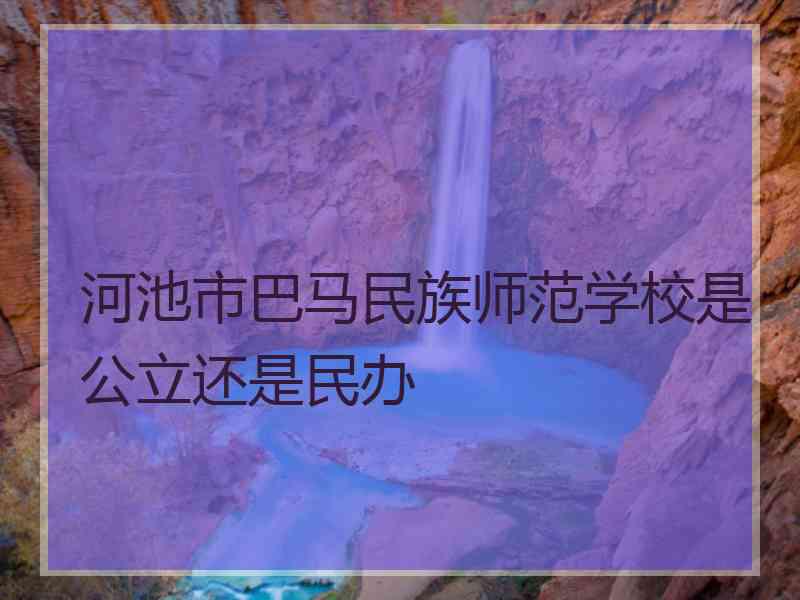 河池市巴马民族师范学校是公立还是民办