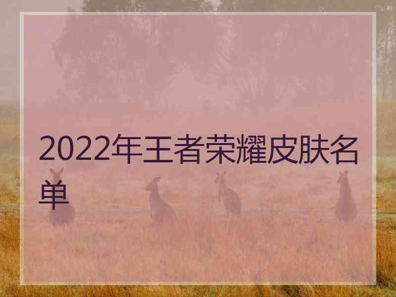 2022年王者荣耀皮肤名单