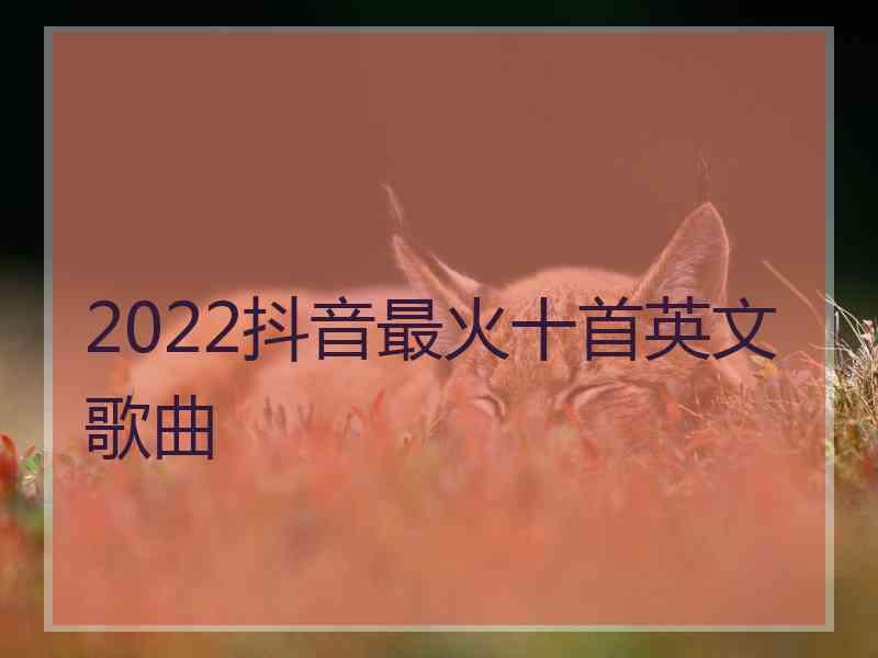 2022抖音最火十首英文歌曲