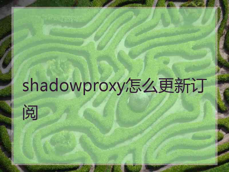 shadowproxy怎么更新订阅