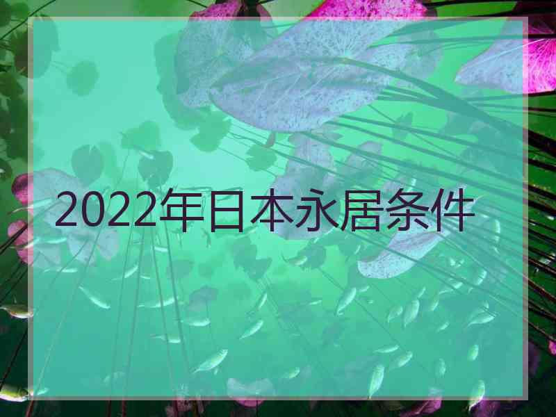 2022年日本永居条件