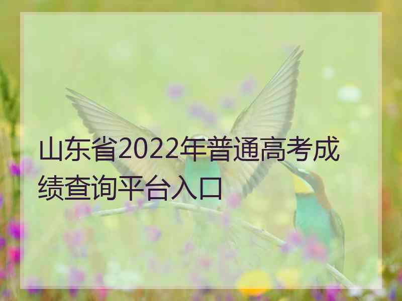 山东省2022年普通高考成绩查询平台入口