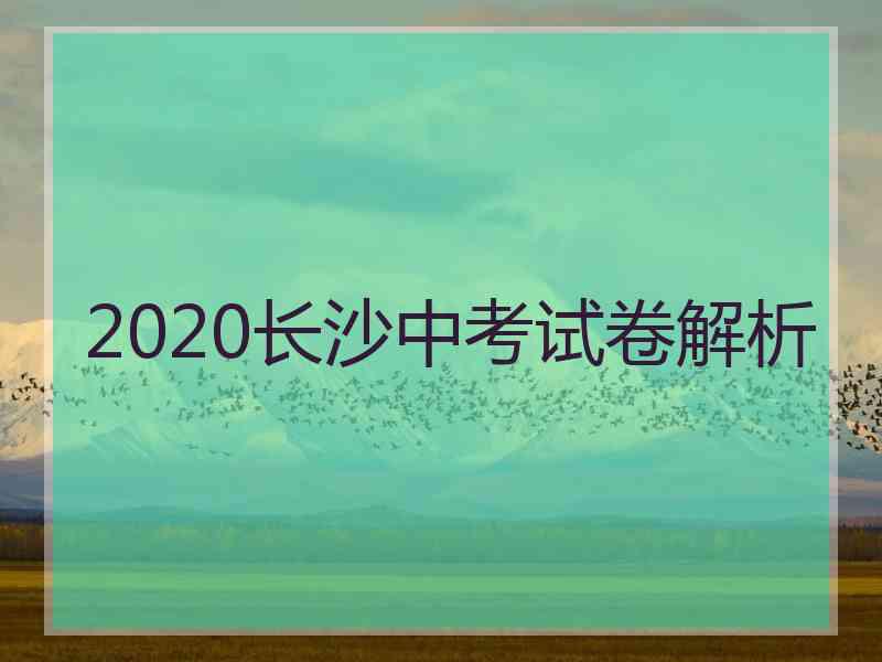 2020长沙中考试卷解析