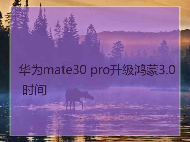 华为mate30 pro升级鸿蒙3.0 时间