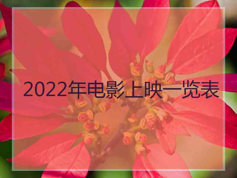 2022年电影上映一览表