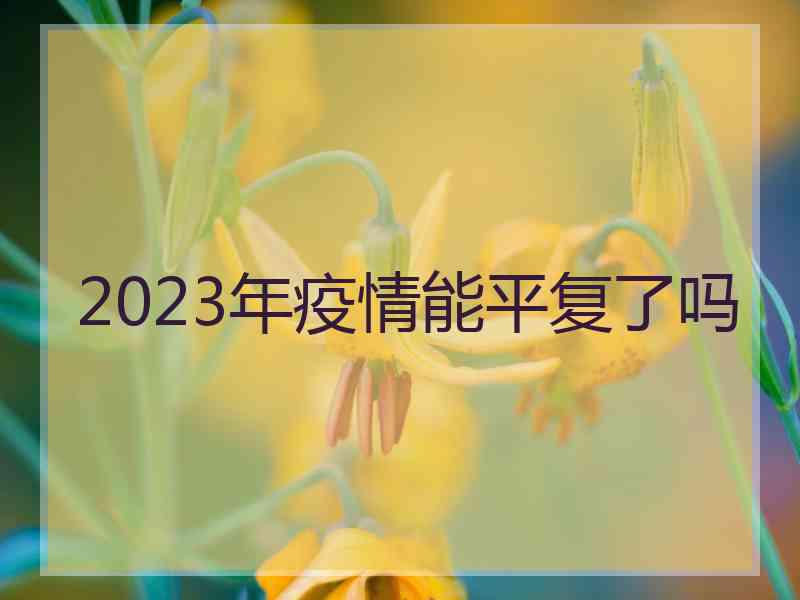 2023年疫情能平复了吗