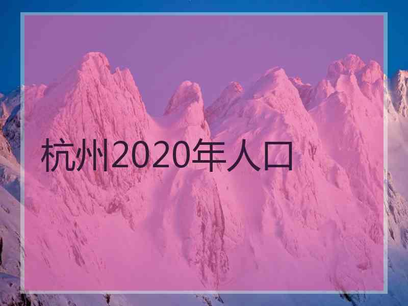 杭州2020年人口