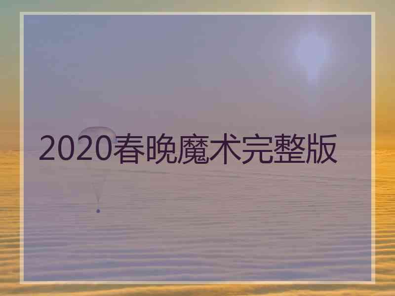 2020春晚魔术完整版