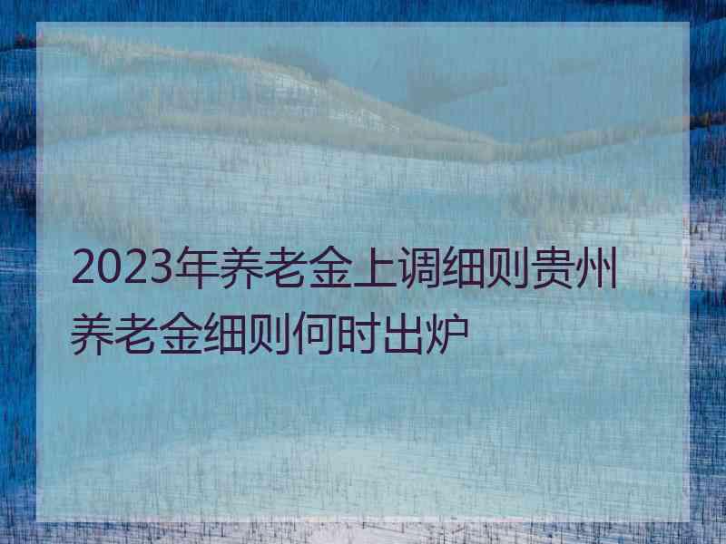 2023年养老金上调细则贵州养老金细则何时出炉