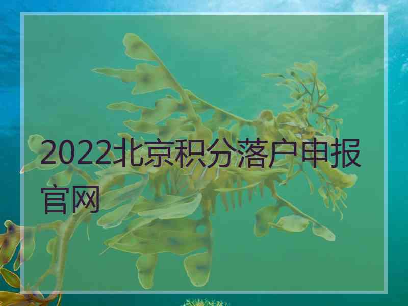 2022北京积分落户申报官网