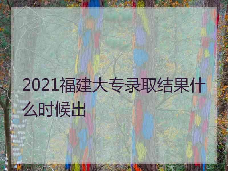 2021福建大专录取结果什么时候出