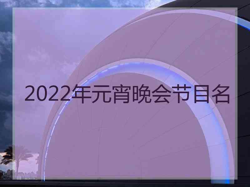 2022年元宵晚会节目名