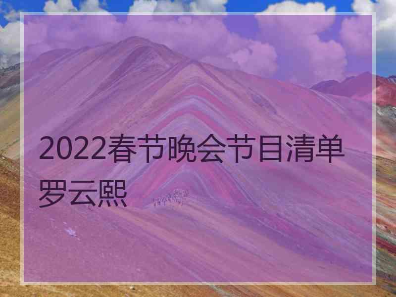 2022春节晚会节目清单罗云熙