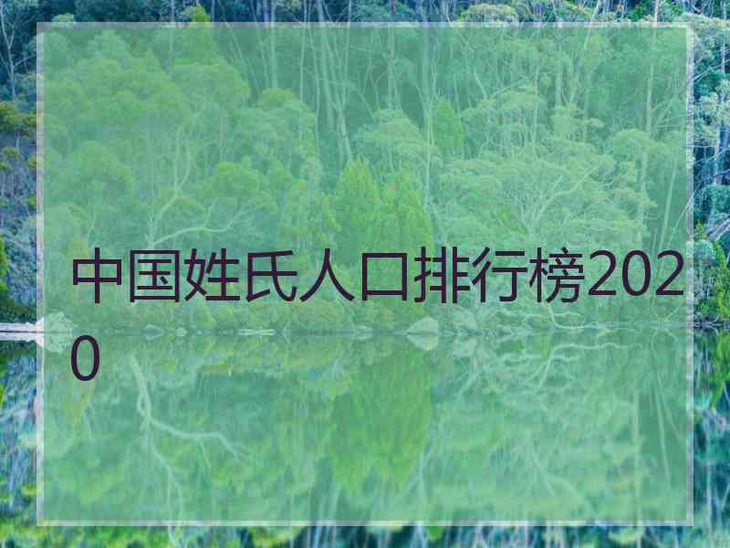 中国姓氏人口排行榜2020