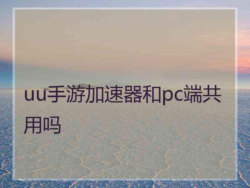 uu手游加速器和pc端共用吗