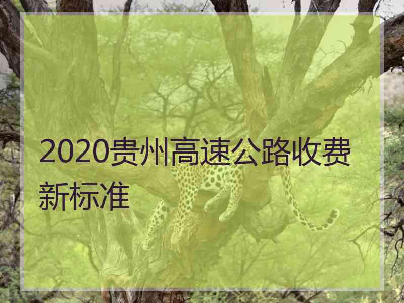 2020贵州高速公路收费新标准