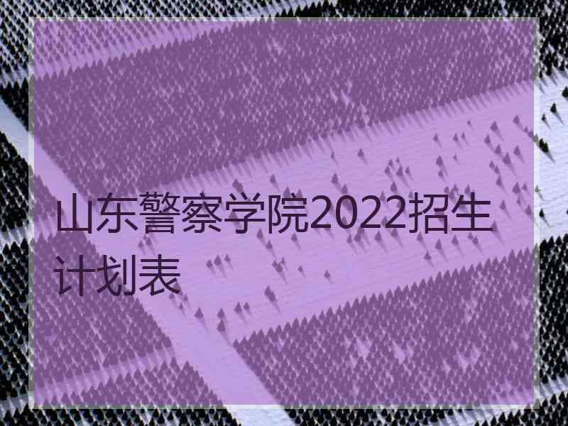 山东警察学院2022招生计划表