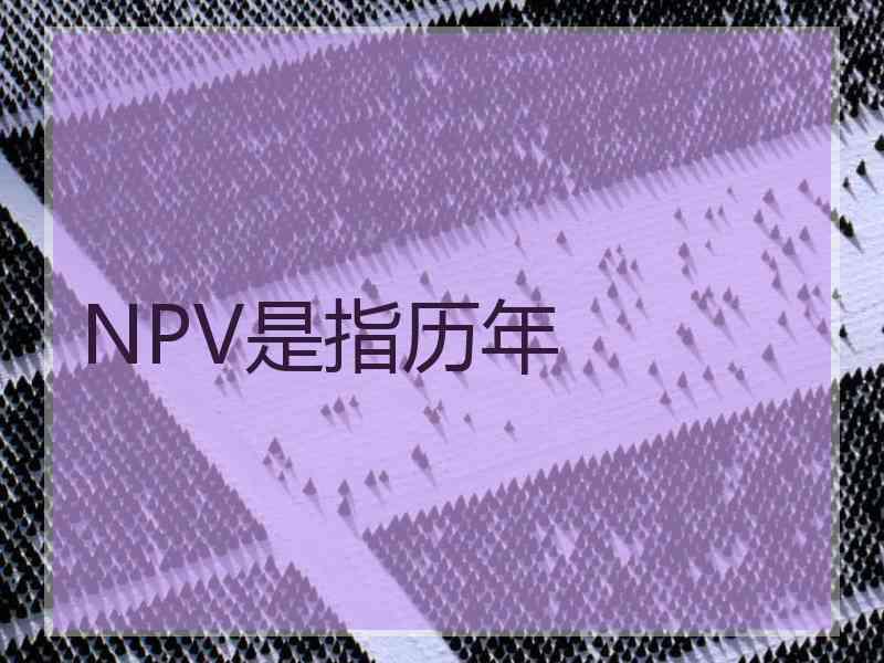 NPV是指历年