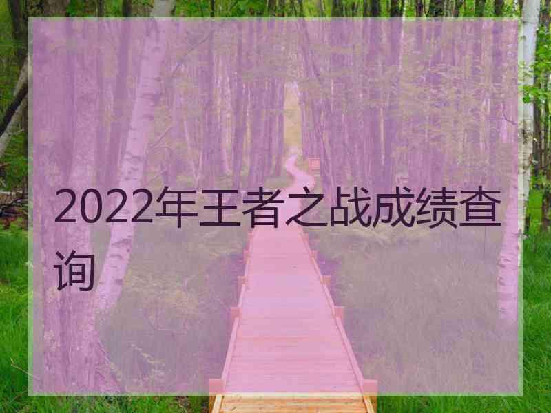 2022年王者之战成绩查询