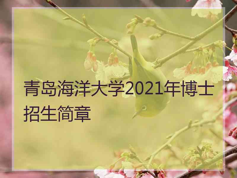 青岛海洋大学2021年博士招生简章